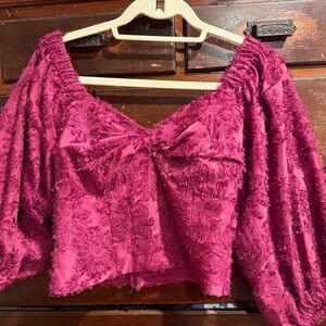 Anthropologie Fuchsia Textured Blouse